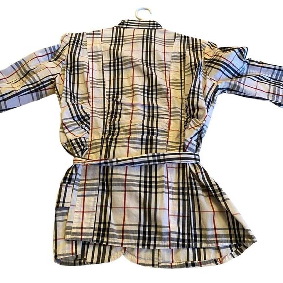 EUC Jane Blue Plaid Belted Shirt - Picture 8 of 10